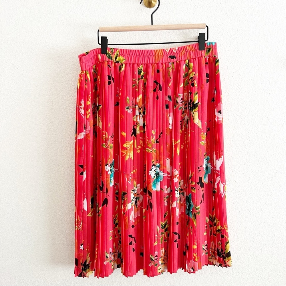 Liz Claiborne bright pink accordion pleat skirt size L